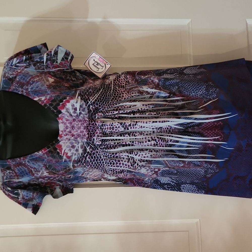Women's Snakeskin Tiedye Purple Top - Size: Small - Brand: Unity World Wear